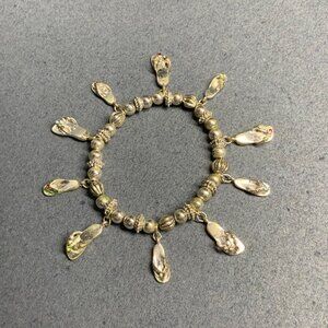Flip-Flop Sandal Stretch Bracelet 7 In As Is Charm Silver Multicolor Rhinestone